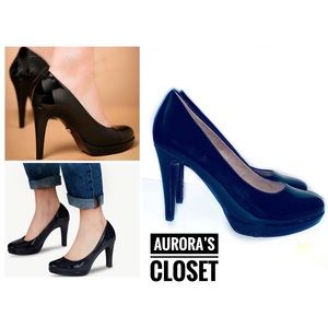 Tamaris 8 Black Patent Leather Heels Platform